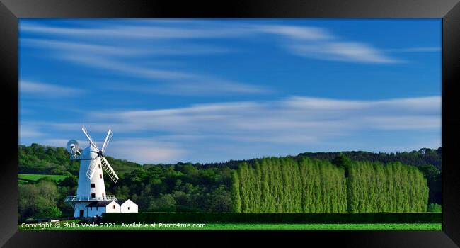 Llancayo Windmill Evening's Embrace. Framed Print by Philip Veale