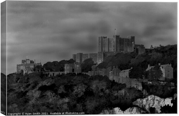 Dover Castle in Black and White Canvas Print by Ryan Smith