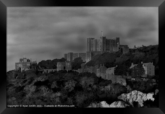 Dover Castle in Black and White Framed Print by Ryan Smith
