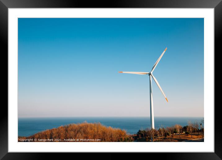 Windmill Framed Mounted Print by Sanga Park