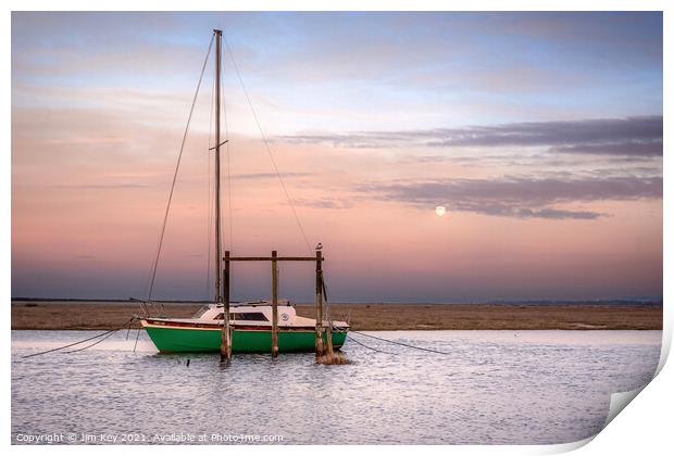 A Single Boat at Thornham Staithe  Print by Jim Key