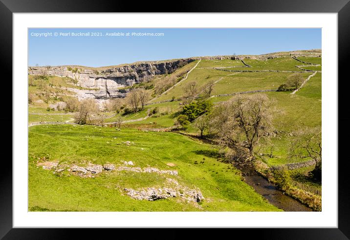 Malham Beck and Malham Cove in Yorkshire Dales Framed Mounted Print by Pearl Bucknall