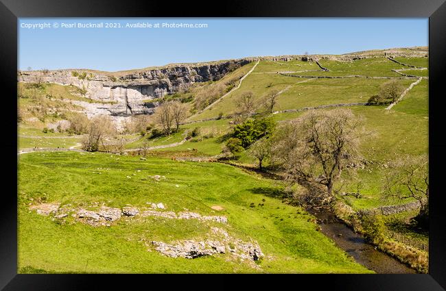 Malham Beck and Malham Cove in Yorkshire Dales Framed Print by Pearl Bucknall