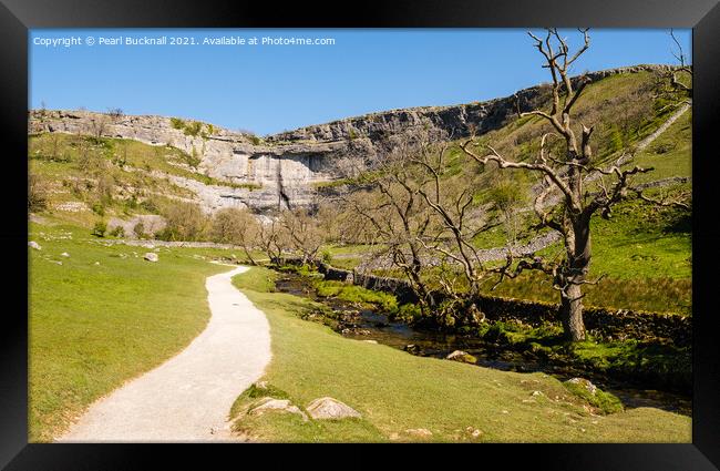 The Pennine Way to Malham Cove Yorkshire Dales Framed Print by Pearl Bucknall