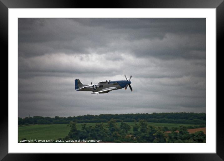 P-51D Mustang low level flying Framed Mounted Print by Ryan Smith