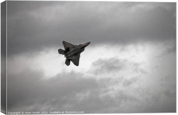 F22 Raptor on a cloudy day Canvas Print by Ryan Smith