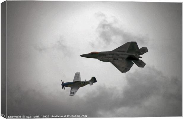 P-51D Mustang with F22 Raptor Canvas Print by Ryan Smith