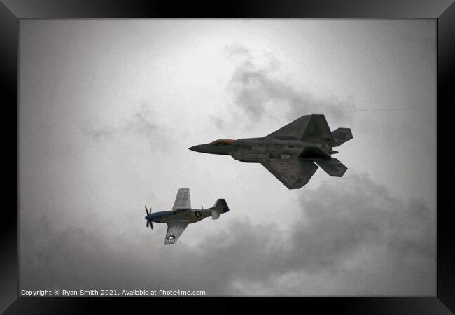 P-51D Mustang with F22 Raptor Framed Print by Ryan Smith