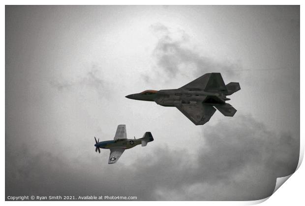 P-51D Mustang with F22 Raptor Print by Ryan Smith