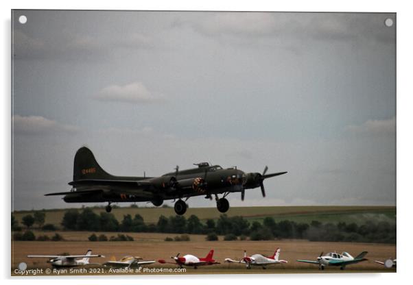 B-17 Flying Fortress coming in to land Acrylic by Ryan Smith