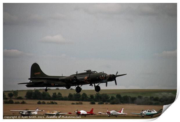 B-17 Flying Fortress coming in to land Print by Ryan Smith