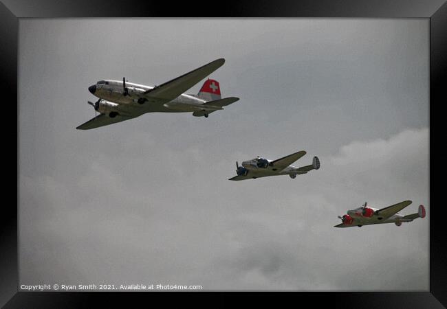 World War 2 cargo planes flying in formation Framed Print by Ryan Smith