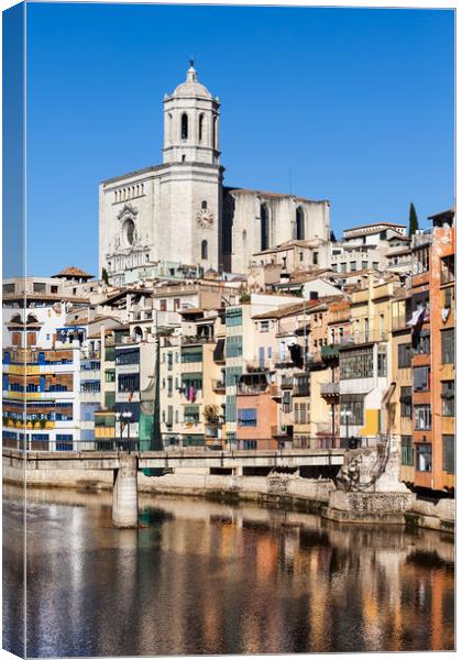 City of Girona at River Onyar Canvas Print by Artur Bogacki