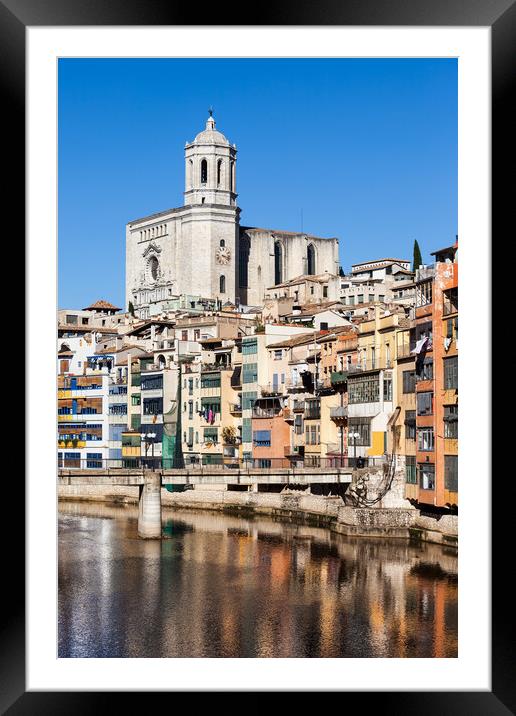 City of Girona at River Onyar Framed Mounted Print by Artur Bogacki