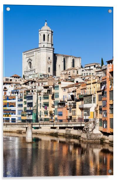 City of Girona at River Onyar Acrylic by Artur Bogacki