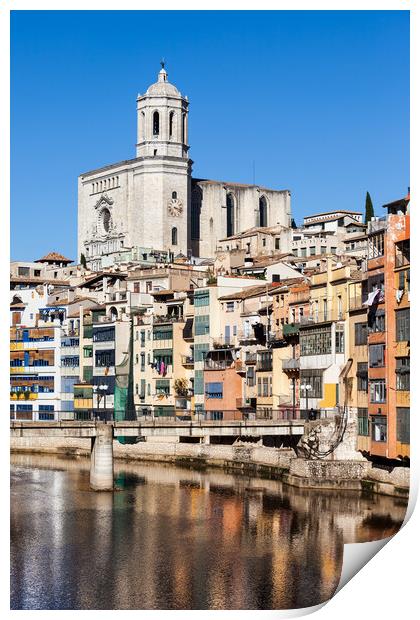 City of Girona at River Onyar Print by Artur Bogacki