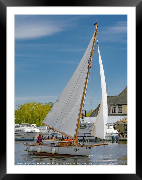 Classic Broads Sailboat Framed Mounted Print by Philip Hodges aFIAP ,