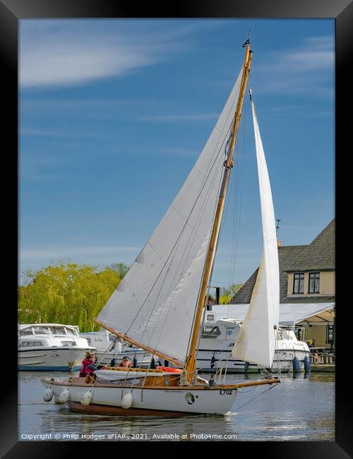 Classic Broads Sailboat Framed Print by Philip Hodges aFIAP ,