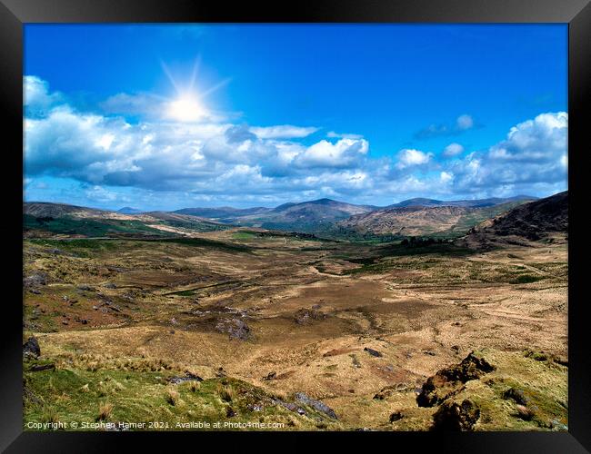 Sunshine over the Shehy Mountains Framed Print by Stephen Hamer