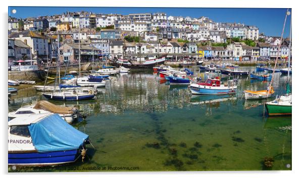 Brixham In The Sunshine Acrylic by Peter F Hunt