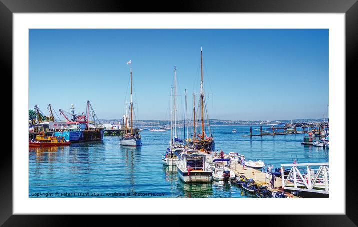 Brixham Sailing Trawler Coming In Framed Mounted Print by Peter F Hunt