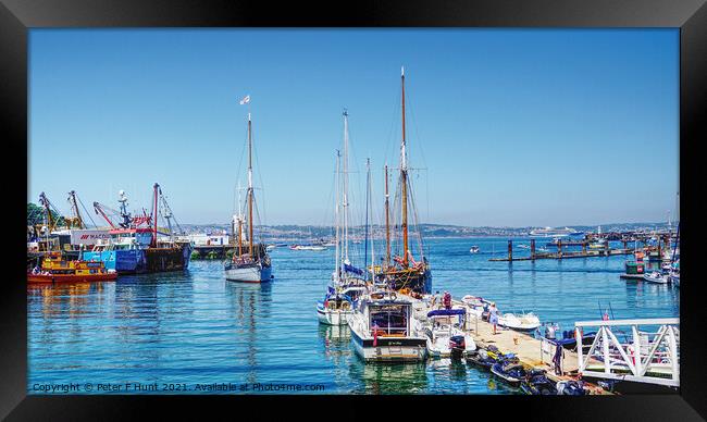 Brixham Sailing Trawler Coming In Framed Print by Peter F Hunt