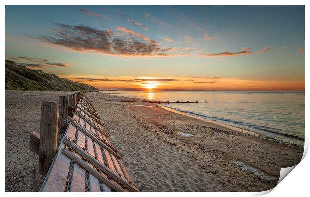 Sunset on Overstrand Beach Norfolk Print by David Powley