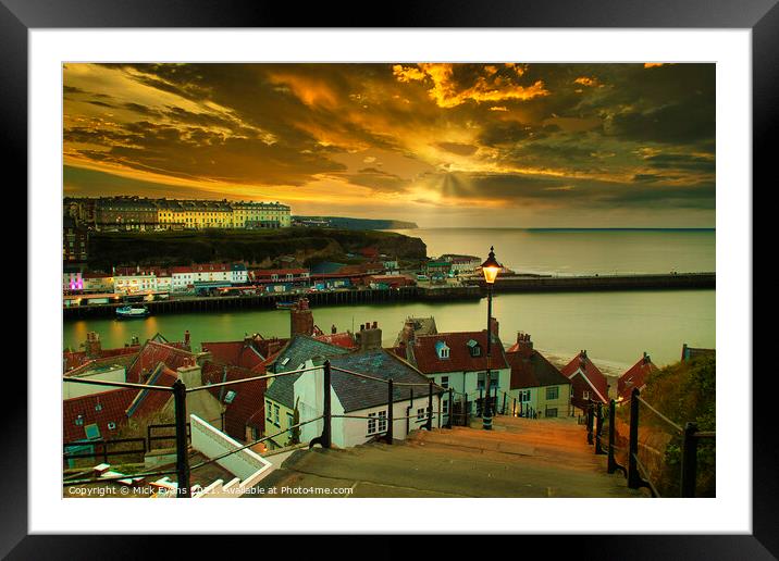  Sunset at the top of the famous 199 steps at Whit Framed Mounted Print by Mick Evans