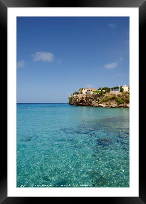 Turquoise Waters at Westpunt, Curacao Framed Mounted Print by Kasia Design