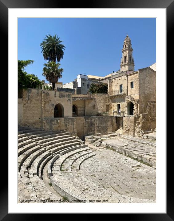 Lecce Roman theatre and baroque cathedral Framed Mounted Print by Nicolas Duperrier