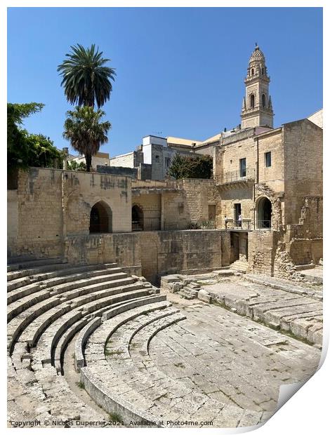 Lecce Roman theatre and baroque cathedral Print by Nicolas Duperrier