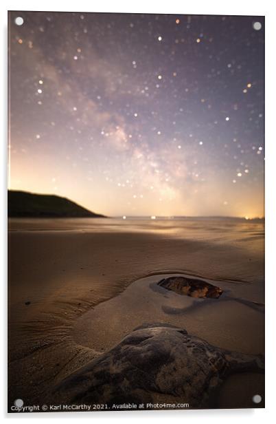 Beach Rocks under the Night Sky Acrylic by Karl McCarthy