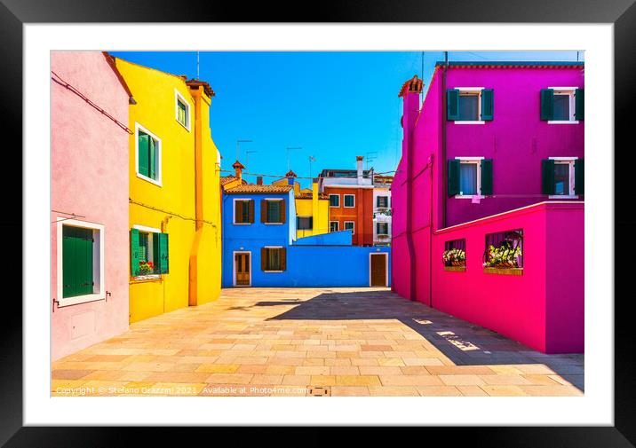 Burano Color Patchwork. Venetian Lagoon Framed Mounted Print by Stefano Orazzini