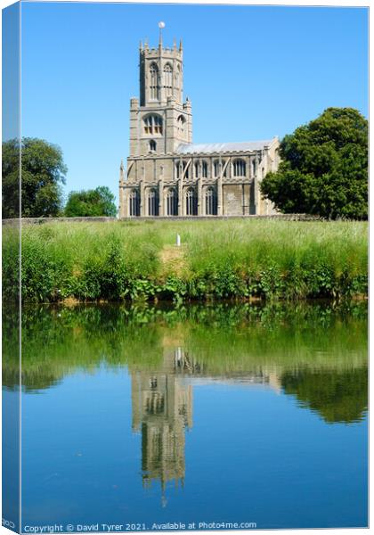 Resplendent Reflections, Fotheringhay's Historic S Canvas Print by David Tyrer