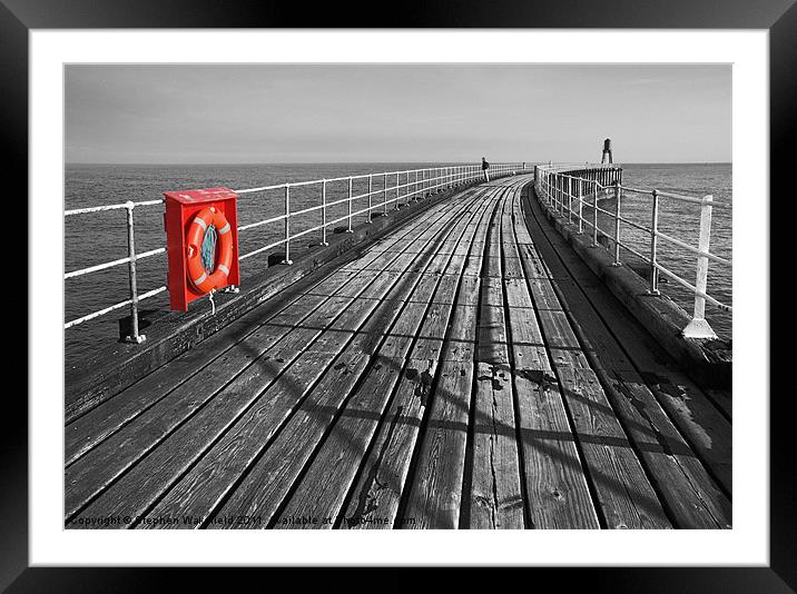 Along Whitby pier Framed Mounted Print by Stephen Wakefield