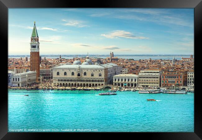 Venice Grand Canal aerial view. Italy Framed Print by Stefano Orazzini