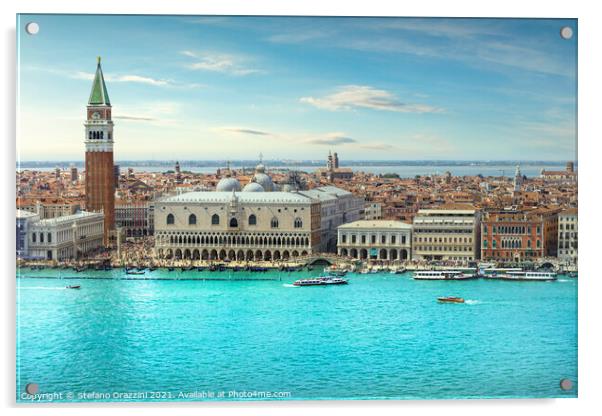Venice Grand Canal aerial view. Italy Acrylic by Stefano Orazzini
