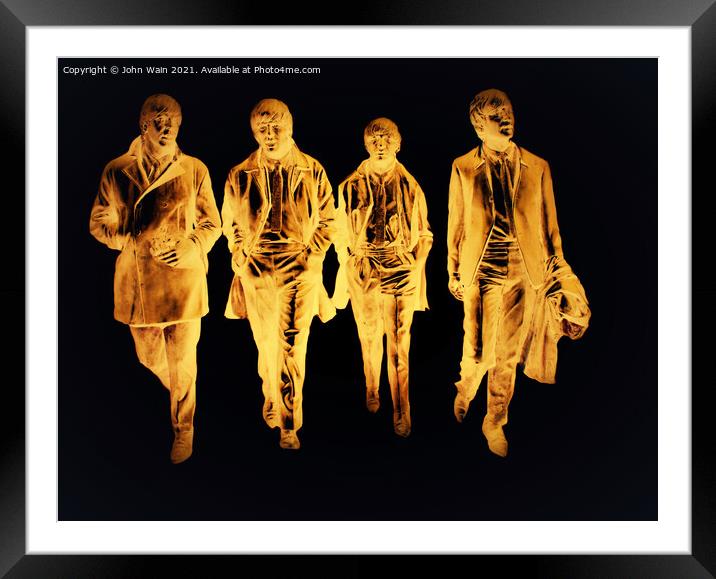 In Amber Light - The Beatles Statues (Digital Art) Framed Mounted Print by John Wain