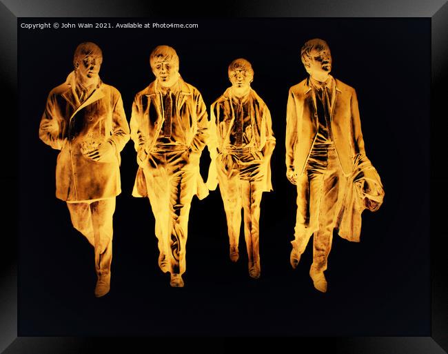 In Amber Light - The Beatles Statues (Digital Art) Framed Print by John Wain