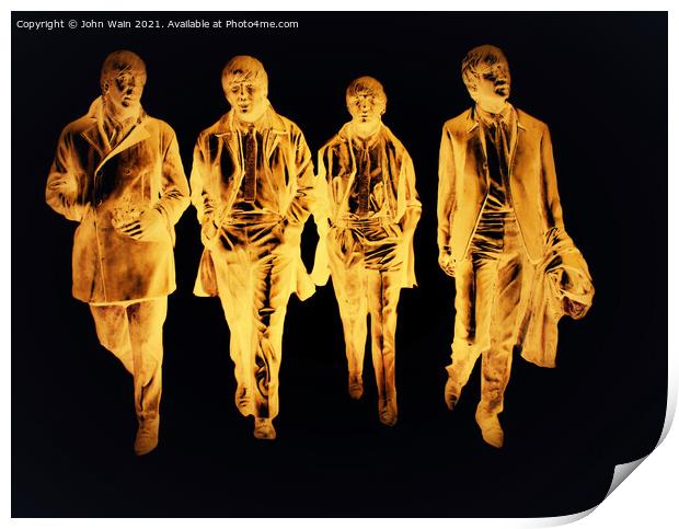 In Amber Light - The Beatles Statues (Digital Art) Print by John Wain