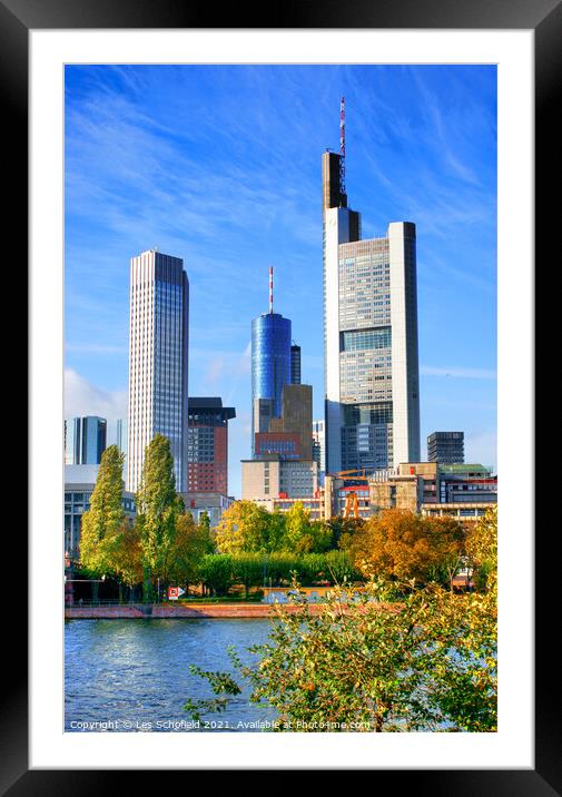 Majestic Frankfurt Skyline Framed Mounted Print by Les Schofield