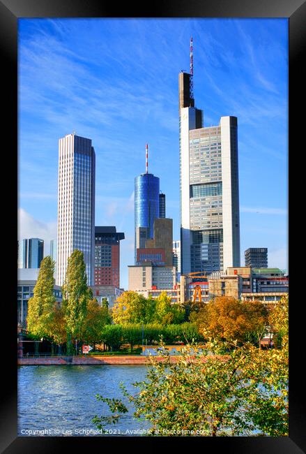 Majestic Frankfurt Skyline Framed Print by Les Schofield