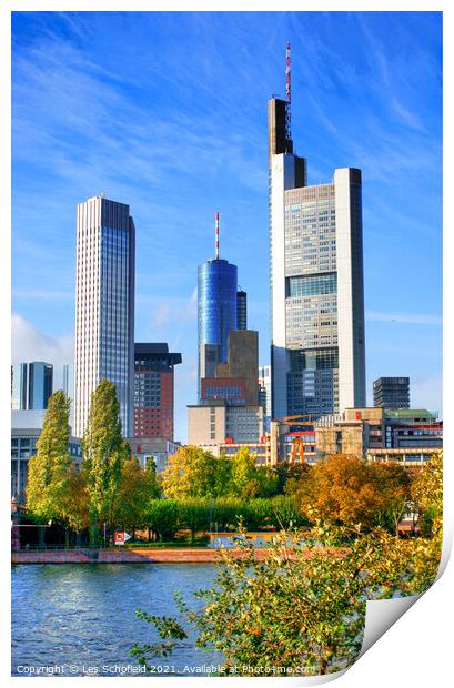Majestic Frankfurt Skyline Print by Les Schofield