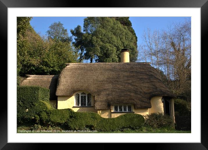 Cottage at Selworthy Somerset Exmoor Framed Mounted Print by Les Schofield