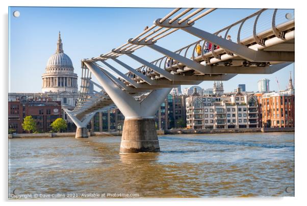 The Millennium Footbridge over the River Thames with St Pauls Cathedral in the background, London Acrylic by Dave Collins
