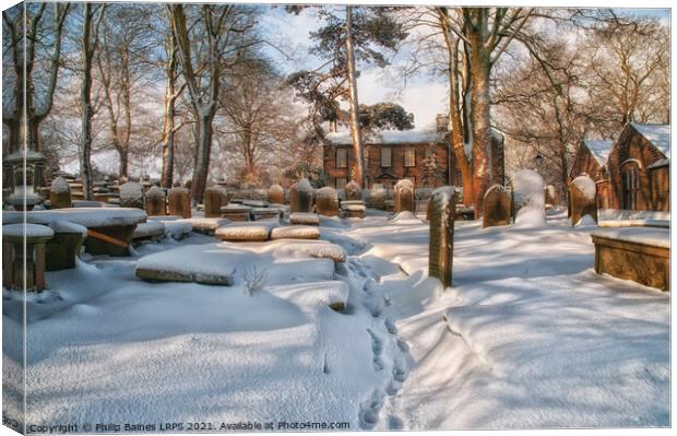Bronte Parsonage in the snow Canvas Print by Philip Baines