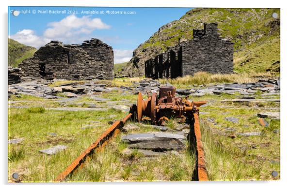 Rhosydd Slate Quarry Snowdonia Wales Acrylic by Pearl Bucknall