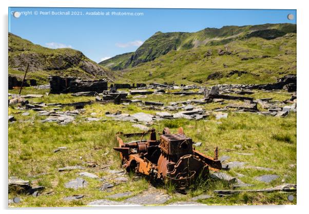 Rhosydd Slate Quarry and Cnicht Snowdonia Wales Acrylic by Pearl Bucknall