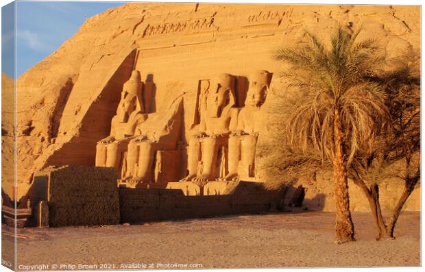 The Fantastic Statues of Abu Simbel from Right Through Trees, Egypt Canvas Print by Philip Brown