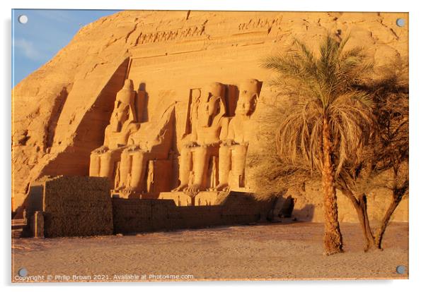 The Fantastic Statues of Abu Simbel from Right Through Trees, Egypt Acrylic by Philip Brown